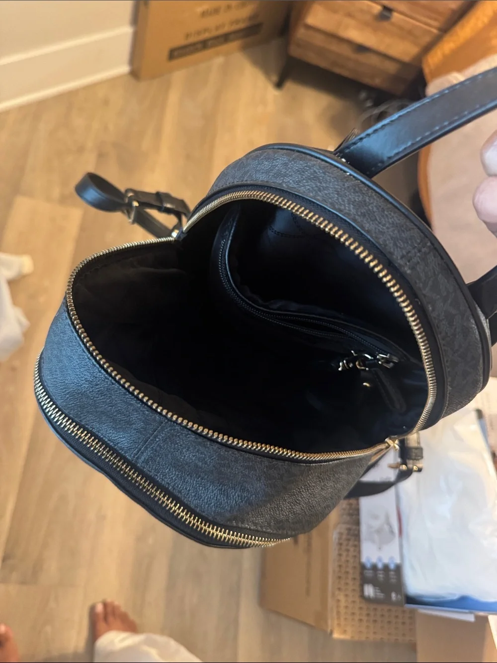 Michael Kors Brown & Cream Signature MK Mini Backpack